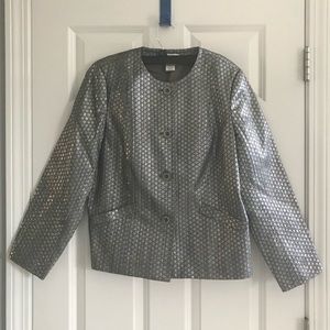 Laura Ashley Silver Metallic Lame Blazer Petite Large PL Evening Cocktail